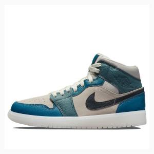 Blue / White / Red Nike Mid Basketball Shoes Women's Air Jordan 1 | JD-064HW