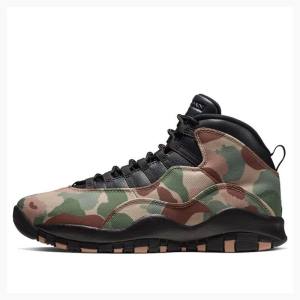 Brown / Green Nike Retro Desert Camo Basketball Shoes Men's Air Jordan 10 | JD-950DN