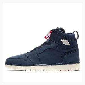 Dark Blue Nike High Zip Basketball Shoes Women's Air Jordan 1 | JD-258MG