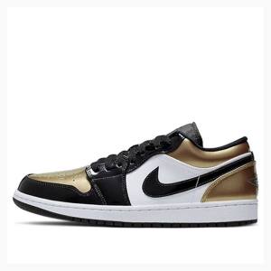 Gold / Black Nike Low Sneakers Men's Air Jordan 1 | JD-129BN