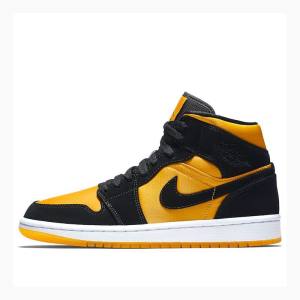 Gold / Black Nike Mid Basketball Shoes Men's Air Jordan 1 | JD-035CD