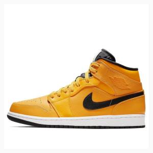 Gold Nike Mid Basketball Shoes Men's Air Jordan 1 | JD-214FI