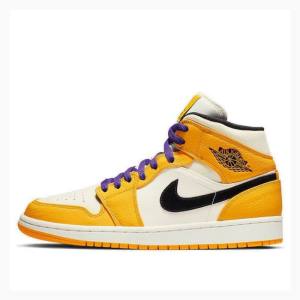 Gold Nike Mid SE Basketball Shoes Men's Air Jordan 1 | JD-468GI