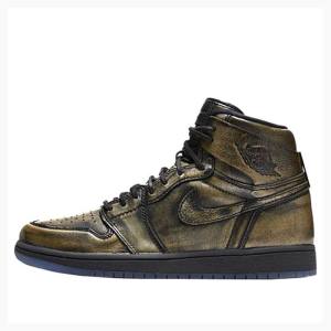 Gold Nike Retro High OG Wings Basketball Shoes Men's Air Jordan 1 | JD-603BK