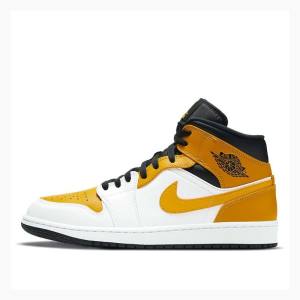 Gold / White Nike Mid Basketball Shoes Men's Air Jordan 1 | JD-107TB