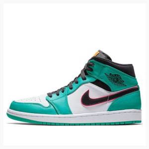 Green / Black Nike Mid SE South Beach Basketball Shoes Men's Air Jordan 1 | JD-701FZ