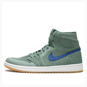 Green Nike Retro Flyknit Clay Basketball Shoes Men's Air Jordan 1 | JD-504CW