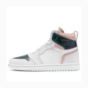 Green / White Nike Retro High Zip 'Mystic Green' Basketball Shoes Women's Air Jordan 1 | JD-581FR