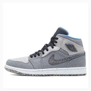 Grey / Black / Blue Nike Mid Crater Basketball Shoes Men's Air Jordan 1 | JD-456FL