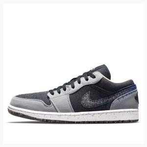 Grey / Black Nike Low SE Crater Sneakers Men's Air Jordan 1 | JD-408YM