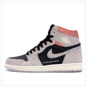 Grey / Black Nike Retro High OG Crimson Basketball Shoes Men's Air Jordan 1 | JD-806MD