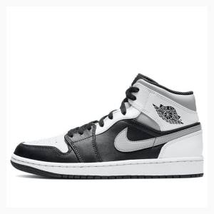 Grey / Black / White Nike Mid Shadow Basketball Shoes Men's Air Jordan 1 | JD-481BT