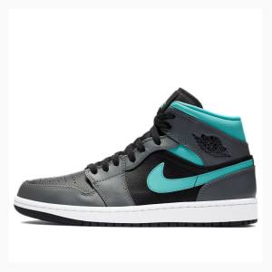 Grey / Green Nike Mid Aqua Basketball Shoes Men's Air Jordan 1 | JD-479YL