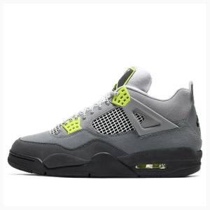 Grey / Green Nike Retro SE 'Neon 95' Neon Basketball Shoes Men's Air Jordan 4 | JD-509ER