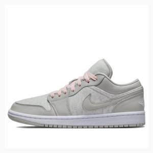 Grey Nike Low Cotton Fleece Sneakers Women's Air Jordan 1 | JD-896KA