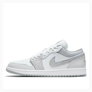 Grey Nike Low Premium 'Elephant Print' Smoke Elephant Sneakers Men's Air Jordan 1 | JD-462FW