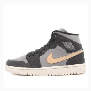 Grey Nike Mid Iron Onyx Basketball Shoes Women's Air Jordan 1 | JD-712XT