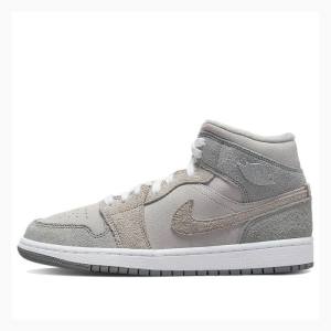 Grey Nike Mid SE Basketball Shoes Women's Air Jordan 1 | JD-570WS