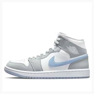 Grey Nike Mid Wolf Basketball Shoes Women's Air Jordan 1 | JD-794UO