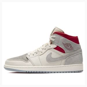 Grey / Red Nike X Sneakersnstuff Mid Past Presenthite Basketball Shoes Men's Air Jordan 1 | JD-710TA