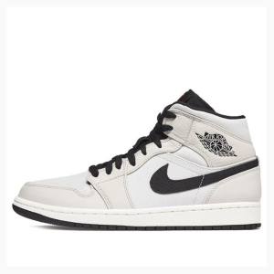 Grey / White Nike Mid SE Light Bone Basketball Shoes Men's Air Jordan 1 | JD-493BX