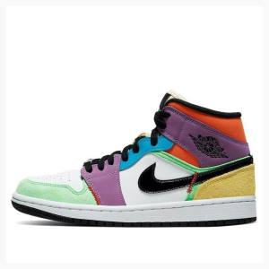 Multicolor Nike Mid SE Lightbulb Basketball Shoes Women's Air Jordan 1 | JD-253DI