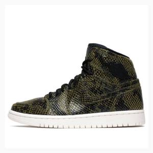 Olive Nike Retro High Premium 'Snakeskin' Basketball Shoes Women's Air Jordan 1 | JD-365SR