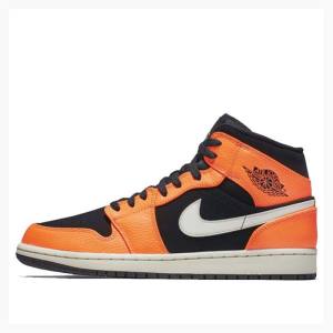 Orange Black Nike Mid Basketball Shoes Men's Air Jordan 1 | JD-518CF