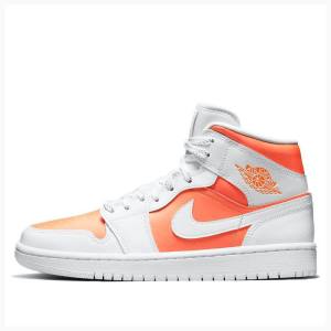 Orange Nike Mid Bright Citrus (W) Basketball Shoes Women's Air Jordan 1 | JD-745FS