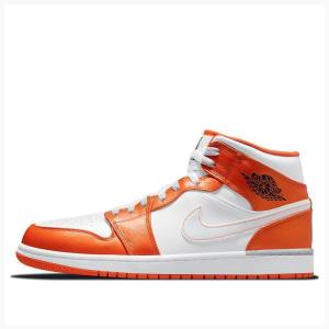 Orange Nike Mid SE Electro Basketball Shoes Men's Air Jordan 1 | JD-683XW