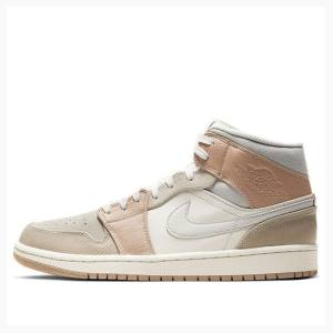 Pink / Beige Nike Mid Milan Basketball Shoes Men's Air Jordan 1 | JD-097UI