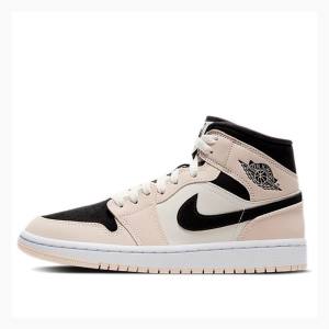 Pink / Black Nike Mid Barely Basketball Shoes Women's Air Jordan 1 | JD-679SI