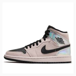 Pink / Black Nike Mid Iridescent Basketball Shoes Women's Air Jordan 1 | JD-512EL