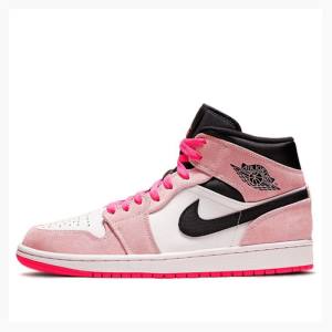 Pink Nike Mid SE Crimson Tint Hyper Basketball Shoes Men's Air Jordan 1 | JD-301UX