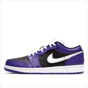 Purple / Black Nike Retro Low Court Sneakers Men's Air Jordan 1 | JD-725OX