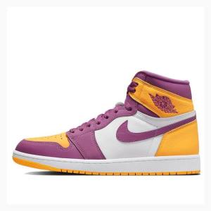 Purple / Yellow Nike Retro High OG Brotherhood Basketball Shoes Men's Air Jordan 1 | JD-540ML