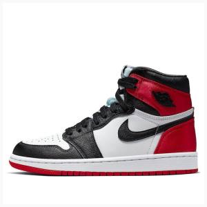 Red / Black Nike High OG Satin Black Toe Basketball Shoes Women's Air Jordan 1 | JD-875FS