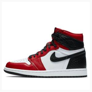 Red / Black Nike High OG Satin Snake Chicago Basketball Shoes Women's Air Jordan 1 | JD-056OH