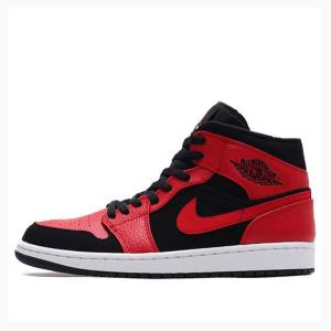 Red / Black Nike Mid Gym Red Basketball Shoes Men's Air Jordan 1 | JD-905PK