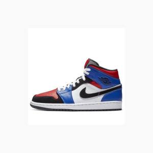 Red / Blue Nike Mid Top 3 Basketball Shoes Men's Air Jordan 1 | JD-315NQ