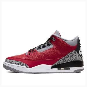 Red / Grey Nike Retro SE CHI - Chicago Basketball Shoes Men's Air Jordan 3 | JD-735AL