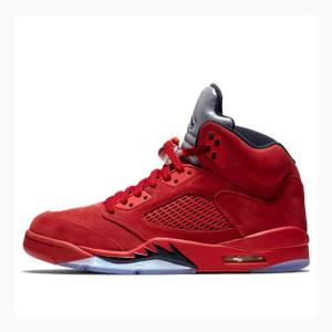 Red Nike Retro Suede Basketball Shoes Men's Air Jordan 5 | JD-341KL