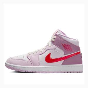 Red / Purple Nike Mid Valentines Day Basketball Shoes Women's Air Jordan 1 | JD-578TF