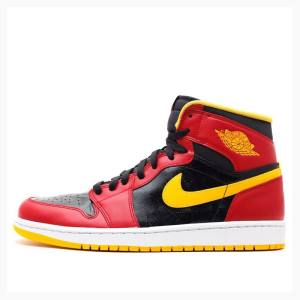 Red / Yellow Nike Retro High OG Atlanta Hawks Basketball Shoes Men's Air Jordan 1 | JD-615HN