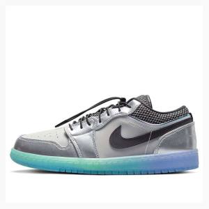 Silver / Black Nike Low Toggle Silver Sneakers Women's Air Jordan 1 | JD-578GX