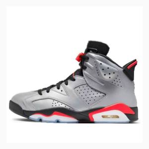 Silver / Black / Red Nike Retro Reflective Infrared Basketball Shoes Men's Air Jordan 6 | JD-716FN