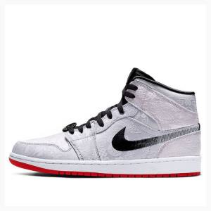 Silver / Red / Black Nike Mid SE FRLS GC Fearless - CLOT Basketball Shoes Men's Air Jordan 1 | JD-567LQ