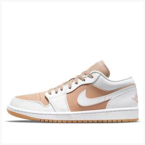 White / Beige Nike Low Sneakers Men's Air Jordan 1 | JD-326VE