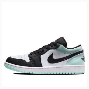 White / Black / Green Nike Low Tie-Dye Sneakers Men's Air Jordan 1 | JD-826LQ