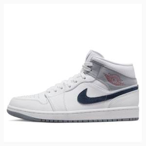 White / Black Nike Mid Paris Basketball Shoes Men's Air Jordan 1 | JD-067FA